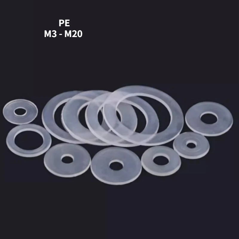 PE Plastic Nylon Transparent Insulating Soft Plain Gasket Pad Ring Spacer Flat Washer M3 M4 M5 M5.8 M6 M8 M10 M12 M14 M16 M18M20