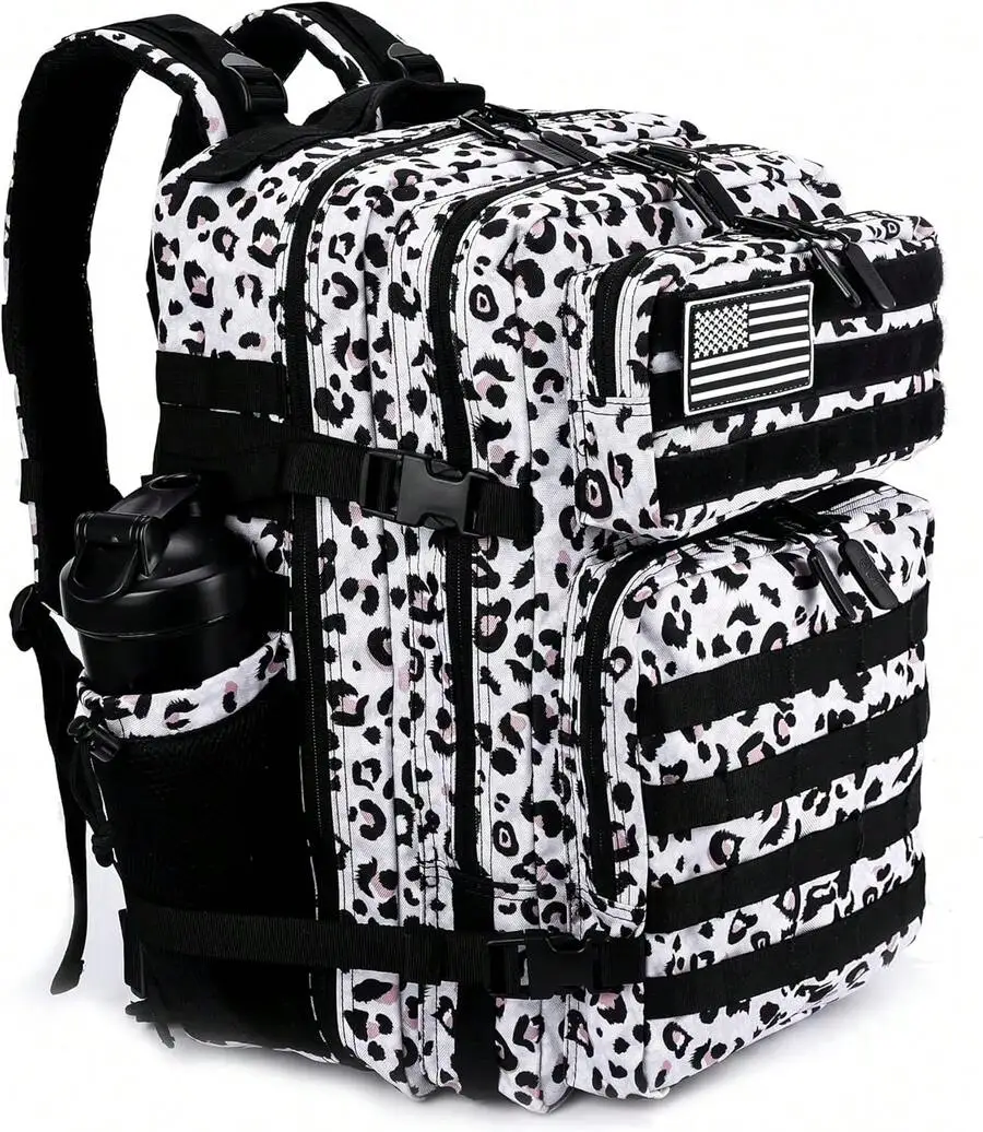 Leopard Print Tactical Backpack For Hiking Camping Travel Gym Outdoor Sports Daypack