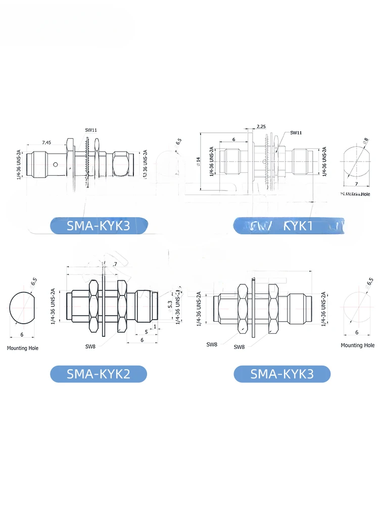 Adapter through wall flange DC-18GHz SMA-KYK