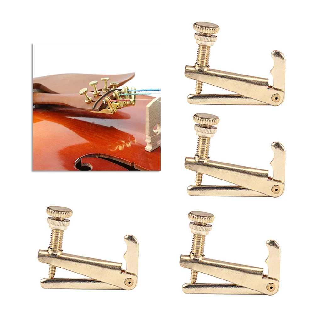 4 قطع من خطافات سلسلة الكمان الصغيرة المستقبلون الدقيقة مع مسامير ذهبية معدنية لسهولة التحكم في السلسلة مناسبة لجميع الكمان #4