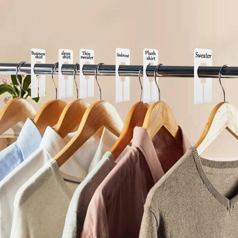 【buy-now】clothing-dividers-50-pcs-white-rectangular-hanger-organizer-for-clothes-storage-writable-reusable-size-labels