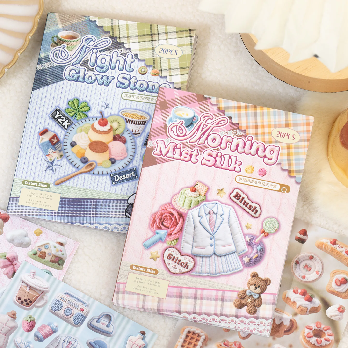 Embroidery Journal Book - 20 قطعة ملصقات ورقية مطلية بتأثير