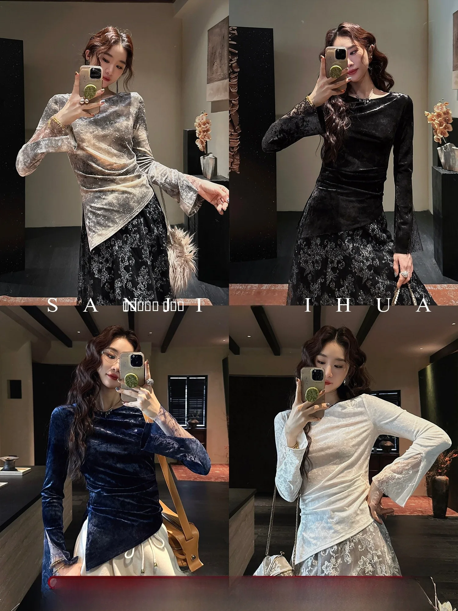 

Женская базовая футболка Sanji Bla Flower Velvet с длинным рукавом, повседневная, удобная, дышащая, летняя, новая модель