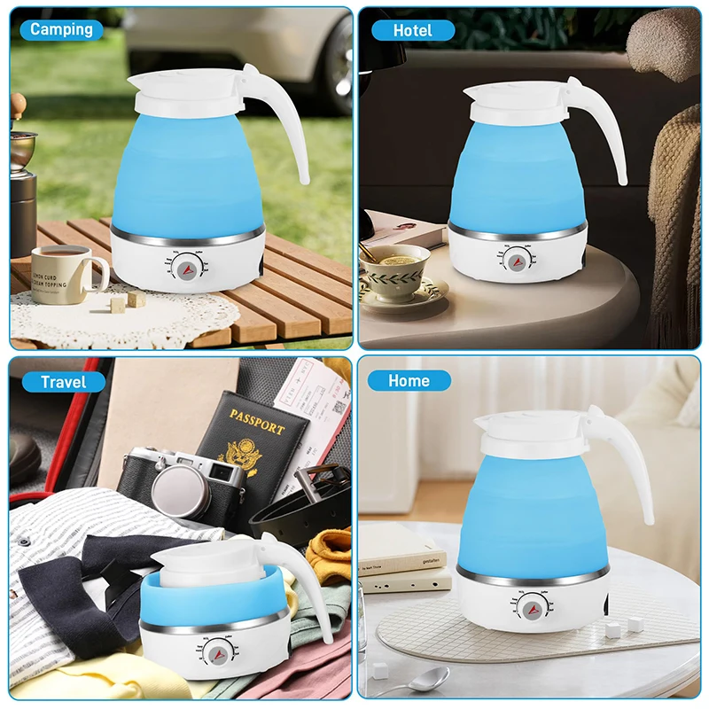 旅行用折りたたみ式電気ケトル、ポータブル旅行用折りたたみ式電気ケトル食品グレードのシリコンケトル折りたたみ式高速沸騰水