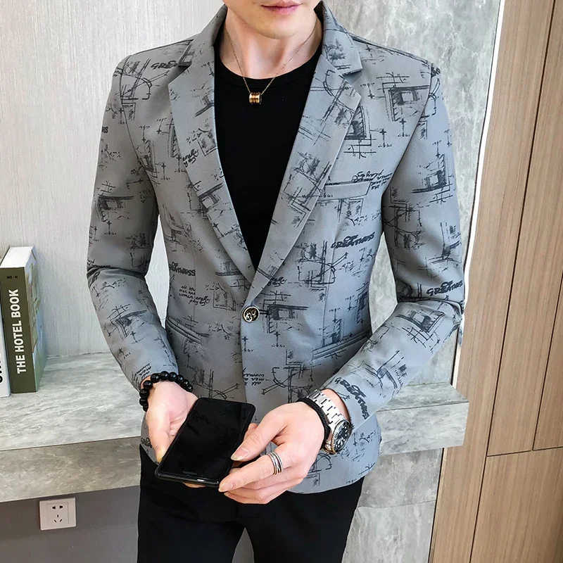 

2021 Brand clothing Fashion Men's Spring high quality Leisure business suit/Male printing Casual Blazers jacket Plus size S-3XL