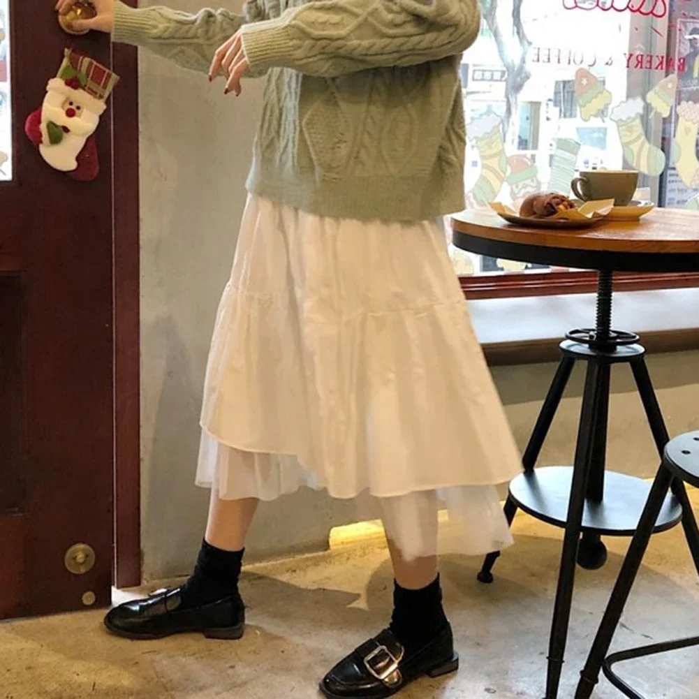 

High Waist Skirt Elastic Waist Skirt Club Outfit Vacation Look Daily Club Wear Leisure Style Polyester Fabric Regular Length