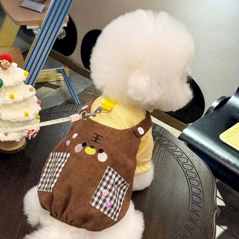 Bichon Fake Two Pieces Pocket Sweatshirt Thin Dog Clothes Anti Hair Loss Pet Teddy Sleeve He Small Dog Two Legs Clothes