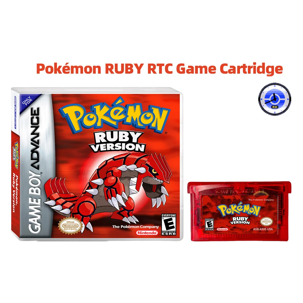 New GBA RTC 32Mbit+1Mbit Flash Game Cartridge Pokemon Classic Series Emeralds Ruby Sapphire FireRed LeafGreen Collection Gifts