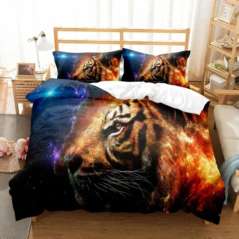 Animal White Tiger Bedding Set Scenery Comforter 3D Print Luxury Duvet Cover Set Home Textile Decor Full Queen King Single Size