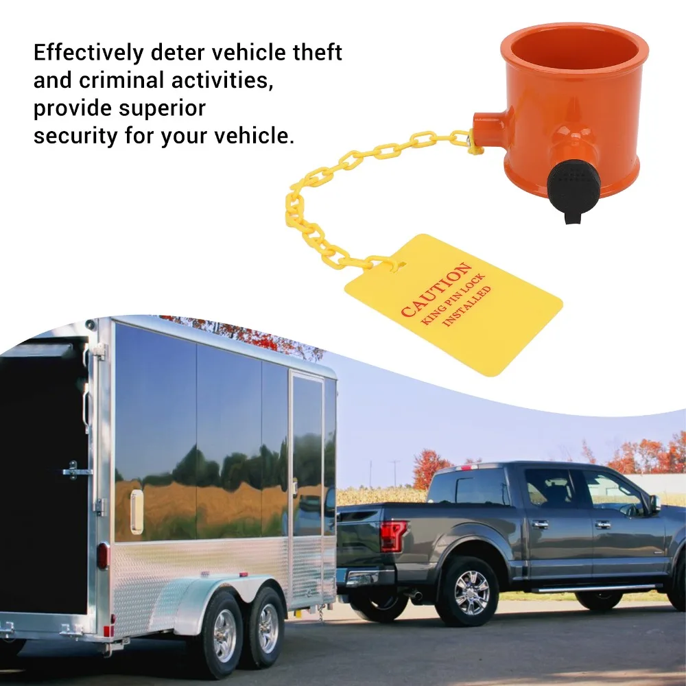 

Security Lock Orange 5th Wheel Lock With 2 Keys Versatile King Pin Lock Anti Theft Lock RV Security