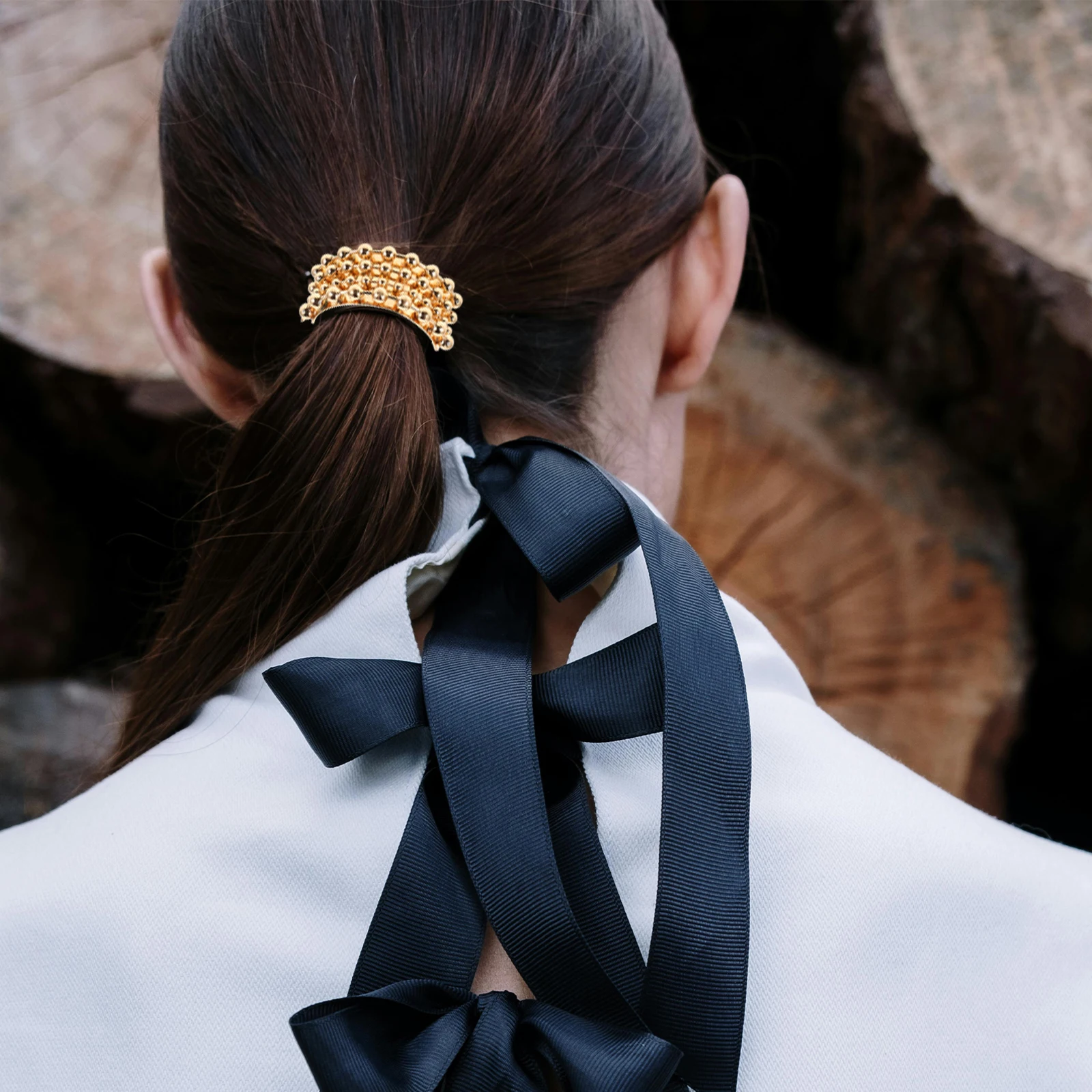 

2Pcs U-Shaped Hair Ropes Elastic Metal Bands for Ponytail Hairstyles Stable Hold Geometric Decorative Accessories