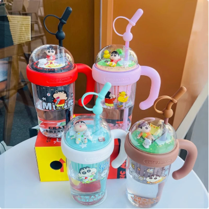 Miniso 2025 High-Quality Birthday Gift 830ml CapacityYoupin Crayon Shinchan Straw Cup for Girls New