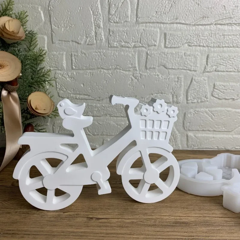 Bicycle Silicone Mold Spring Outing Bike Resin Mold Bicycle Concrete Home Decor Raysin Casting Molds Diffusing Stone Resin Mould