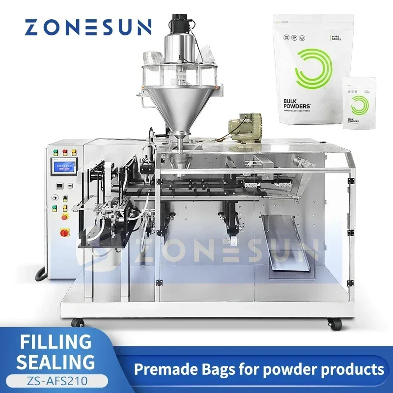 ZONESUN เครื่องบรรจุผงอัตโนมัติ Premade กระเป๋า Auger FILLER อุปกรณ์บรรจุและปิดผนึก ZS-AFS210
