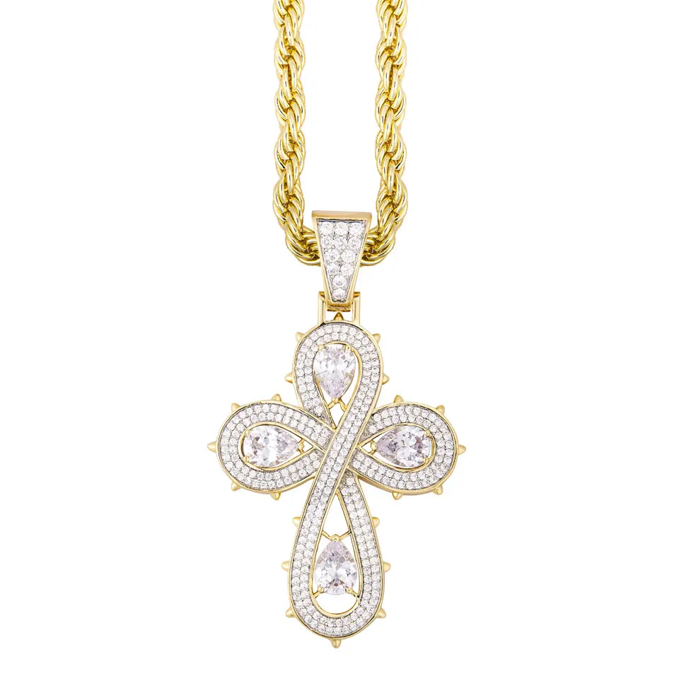 VANAXIN Hip Hop Big Cross Necklace for Women Men Iced Out Rope Chain Pendant Collar Pray  Gift Jewelry