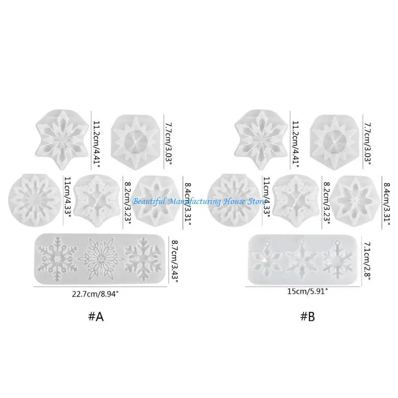 E56A جذابة عيد الميلاد ندفة الثلج المفاتيح قالب كريستال الايبوكسي قلادة قالب من السيليكون