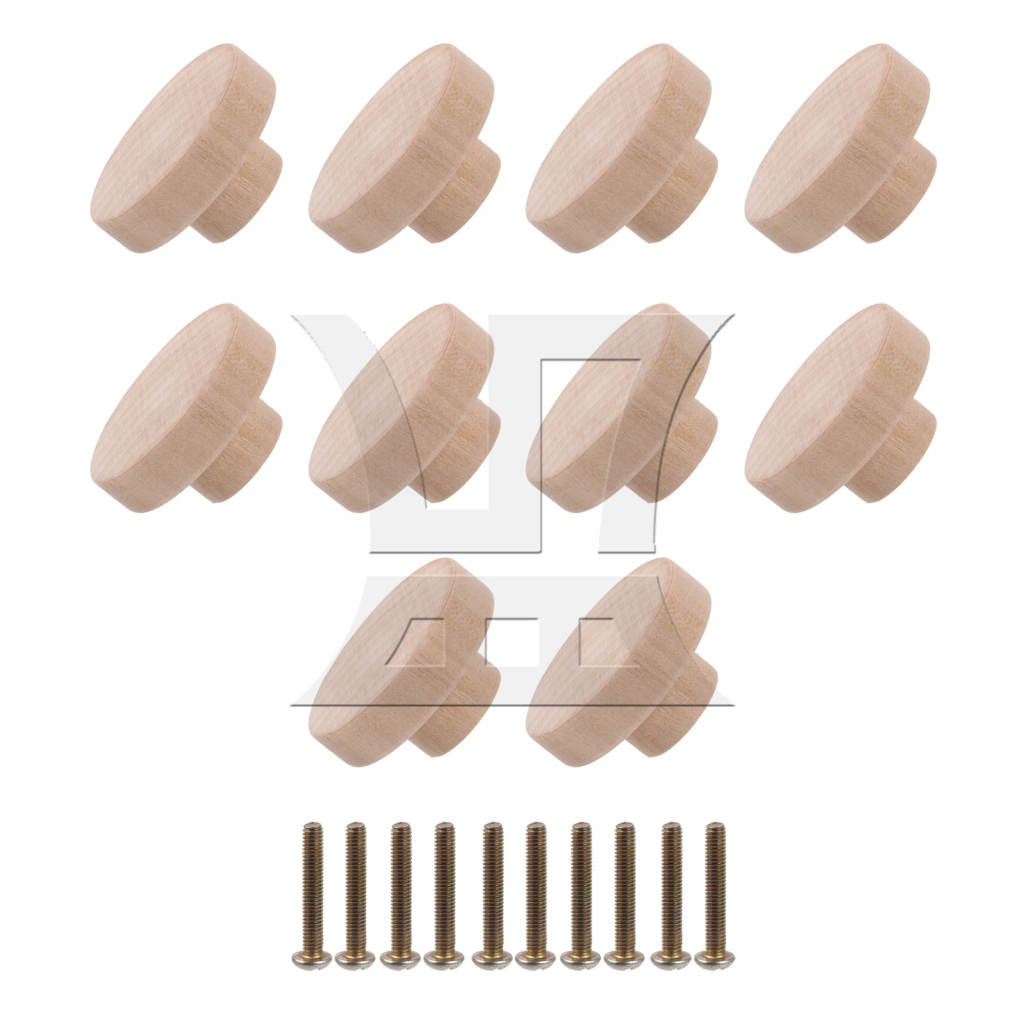 

CNBTR 10Pcs 50x25mm Wood Color Wood Pull Knobs for Drawer and Cabinet