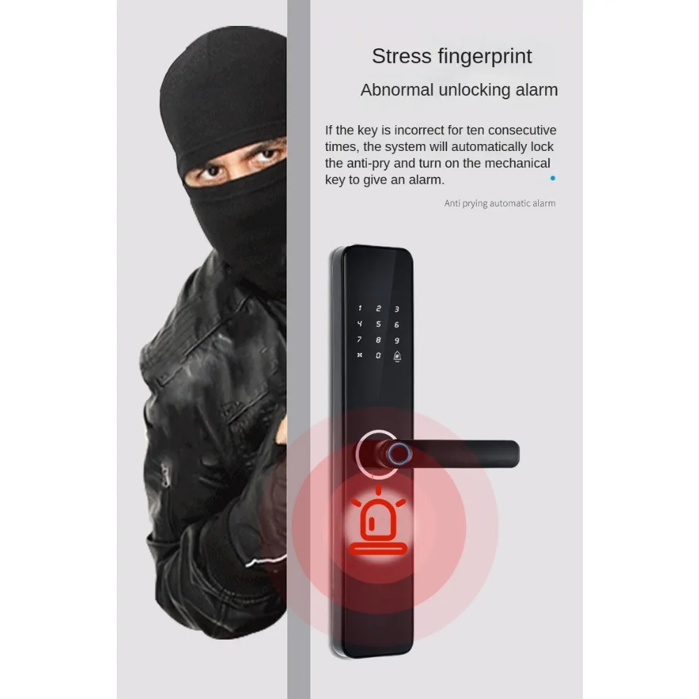 English version graffiti fingerprint lock, Tuya smart lock password lock with Body for Renting apartments