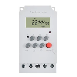 AC 220V 25A Digital Programmable Timer Din Rail Electronic Timer Time Switch Controller with LCD Display Clock Outdoor Tools