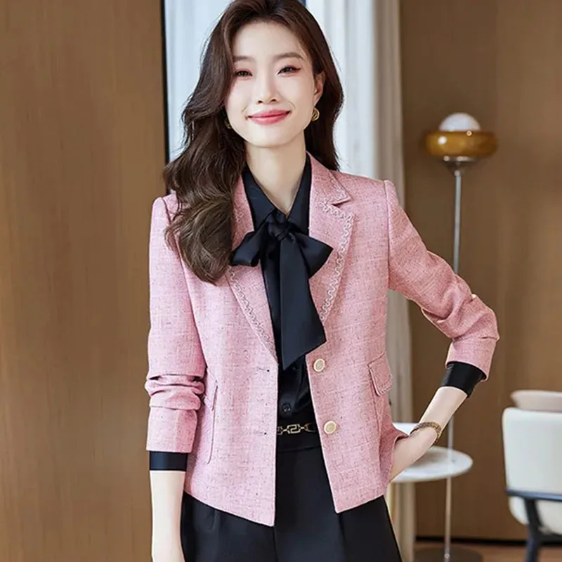 Spring Autumn Women Suit Coat New Korean Casual Small Fragrant Single Breasted Short Jacket Ladies Blazers Female Outerwear 5XL