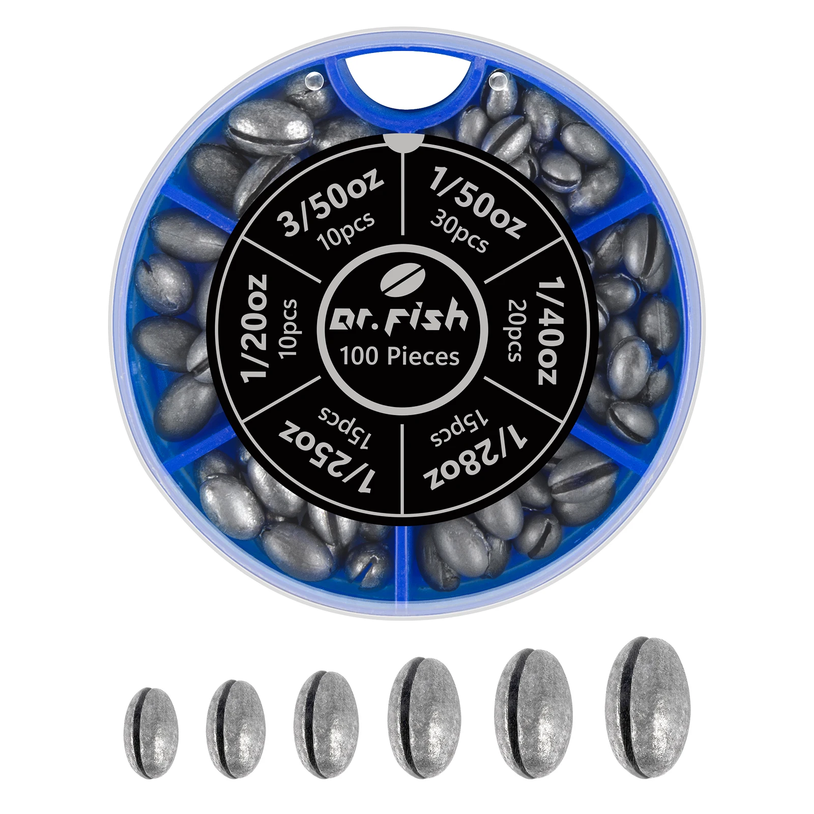

100 шт., комплект овальных грузил с разделенным выстрелом, 0,5 г-1,8 г, грузила для свинцовой лески, грузила с зажимом для ловли нахлыстом, пресноводной форели