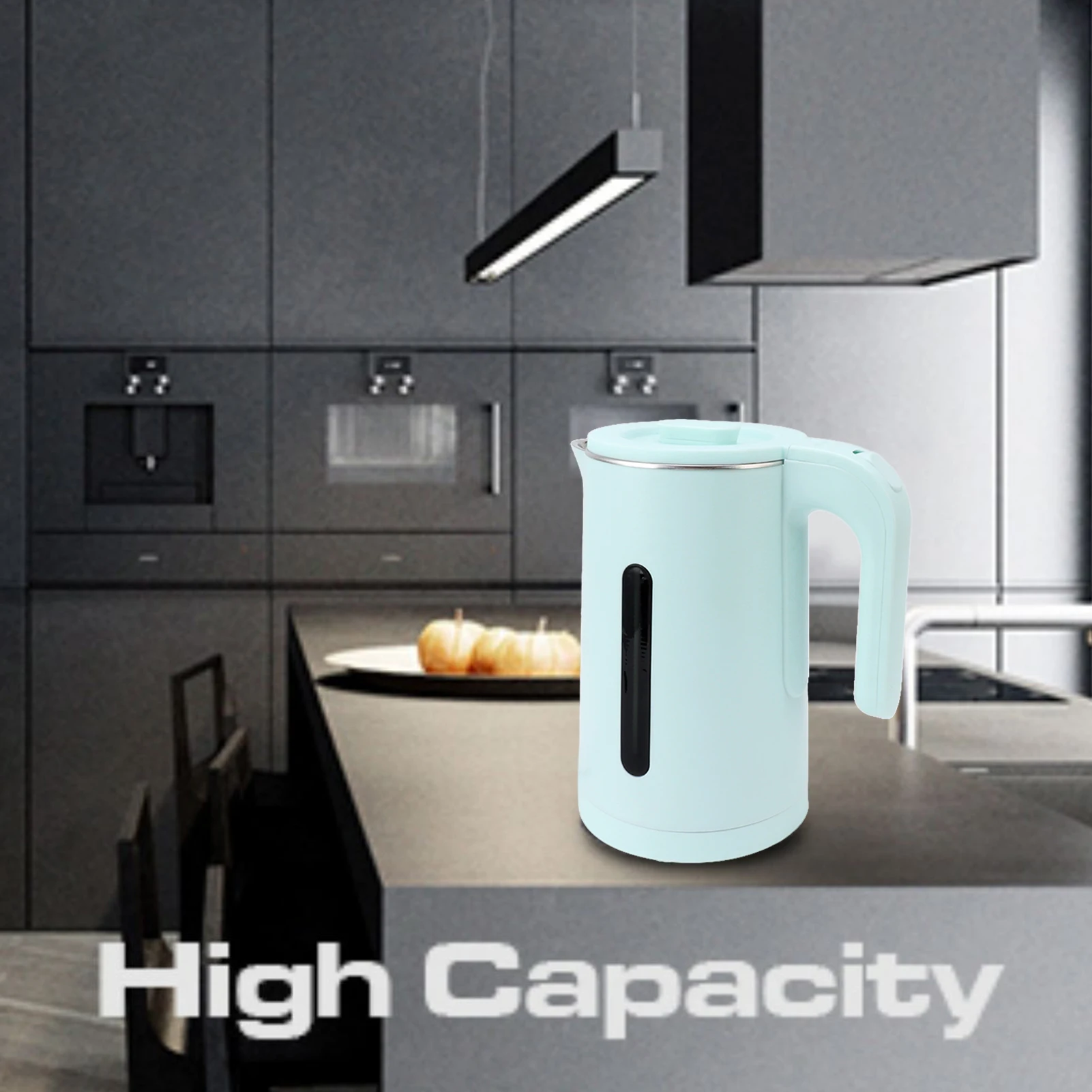 ステンレス製電気ケトル 2L 2000W 急速沸騰 二重壁 冷却タッチ外装 BPAフリー 自動電源オフ 安全蓋 キッチン用