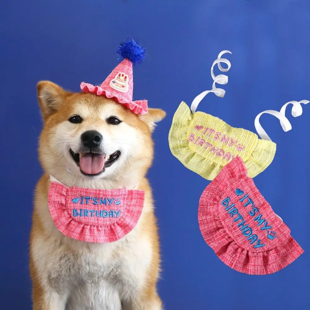 

Party Supplies Adjustable Hat Cat Dog Birthday Bib Hat Cute Doggy Cap Saliva Towel Soft Party Costume Birthday Party
