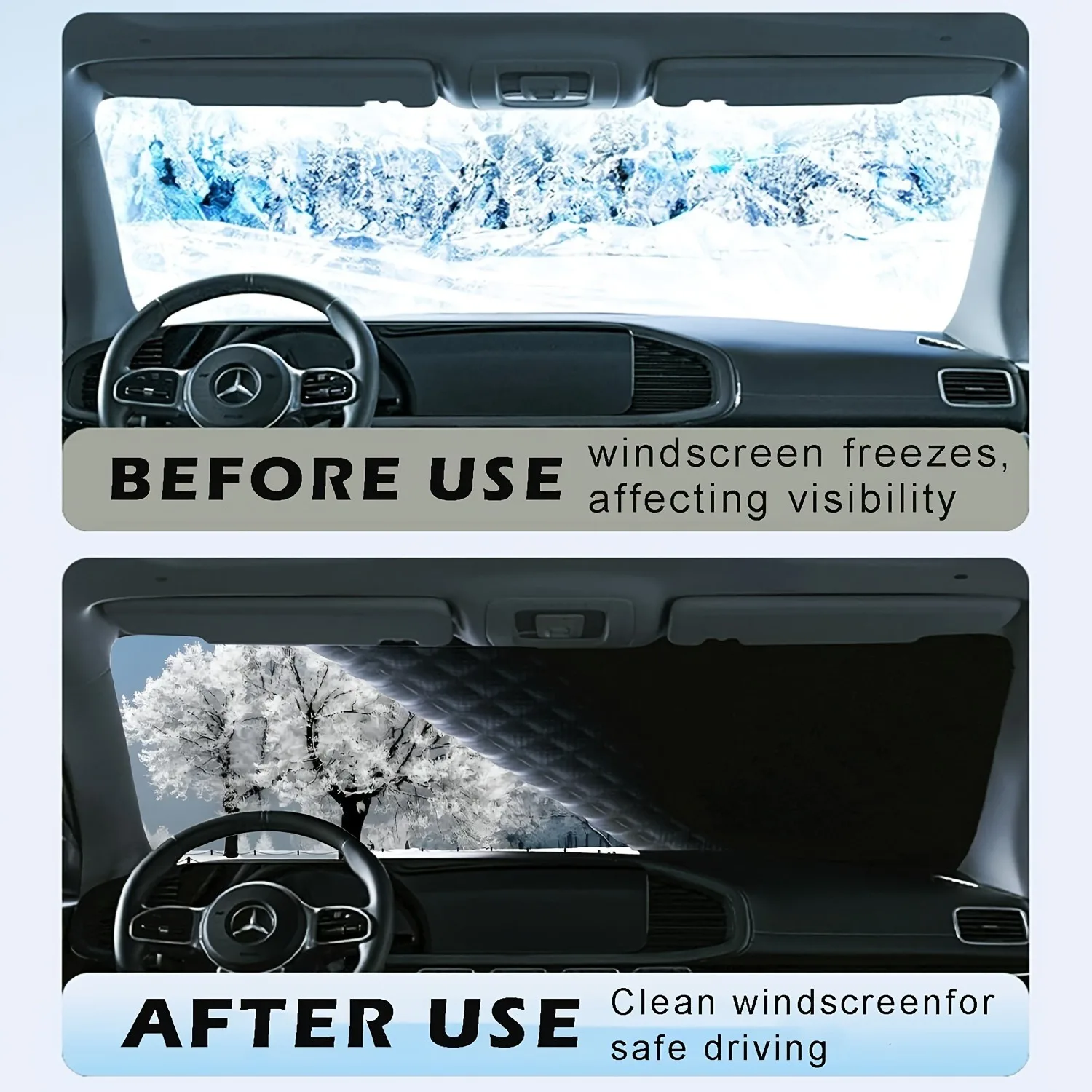 Auto-Schneeschutzabdeckung für die Frontscheibe, Frostschutz und Schneeschutz mit Magnetbefestigung, Autoabdeckung – Detail 9