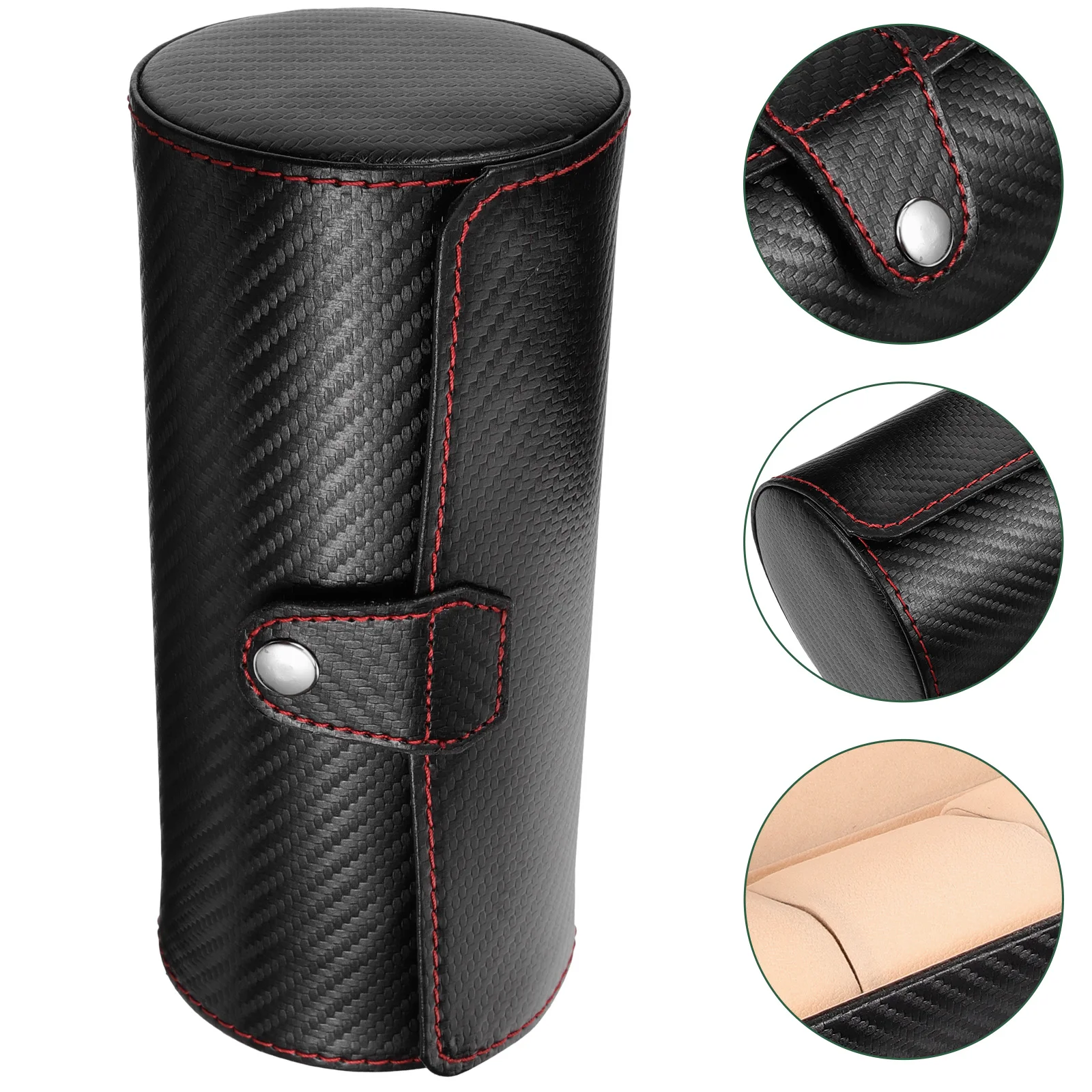 

Portable Box For Men Display Travel Carrier Pu Watch Container Cylinder Watch Case Jewelry Storage Holder Gift Box Business