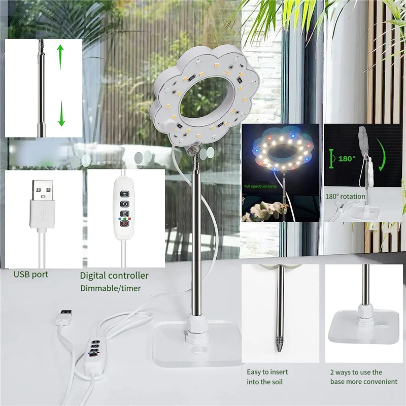 BUONO-1 Pezzi Luci per Coltivazione di Pianta per Piante da Interno Luce per Piante a LED a Spettro Completo con Supporto Staccabile Luci per Coltivazione con Auto T