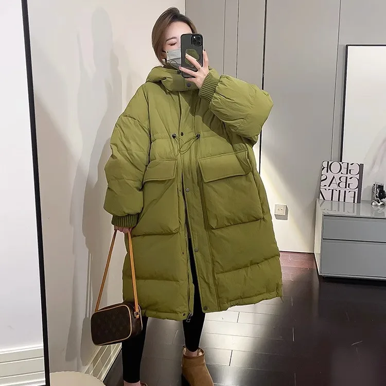 

2025 Korean Version Winter New Women's Down Jacket Commuting Hooded Loose Lace Windproof Jacket