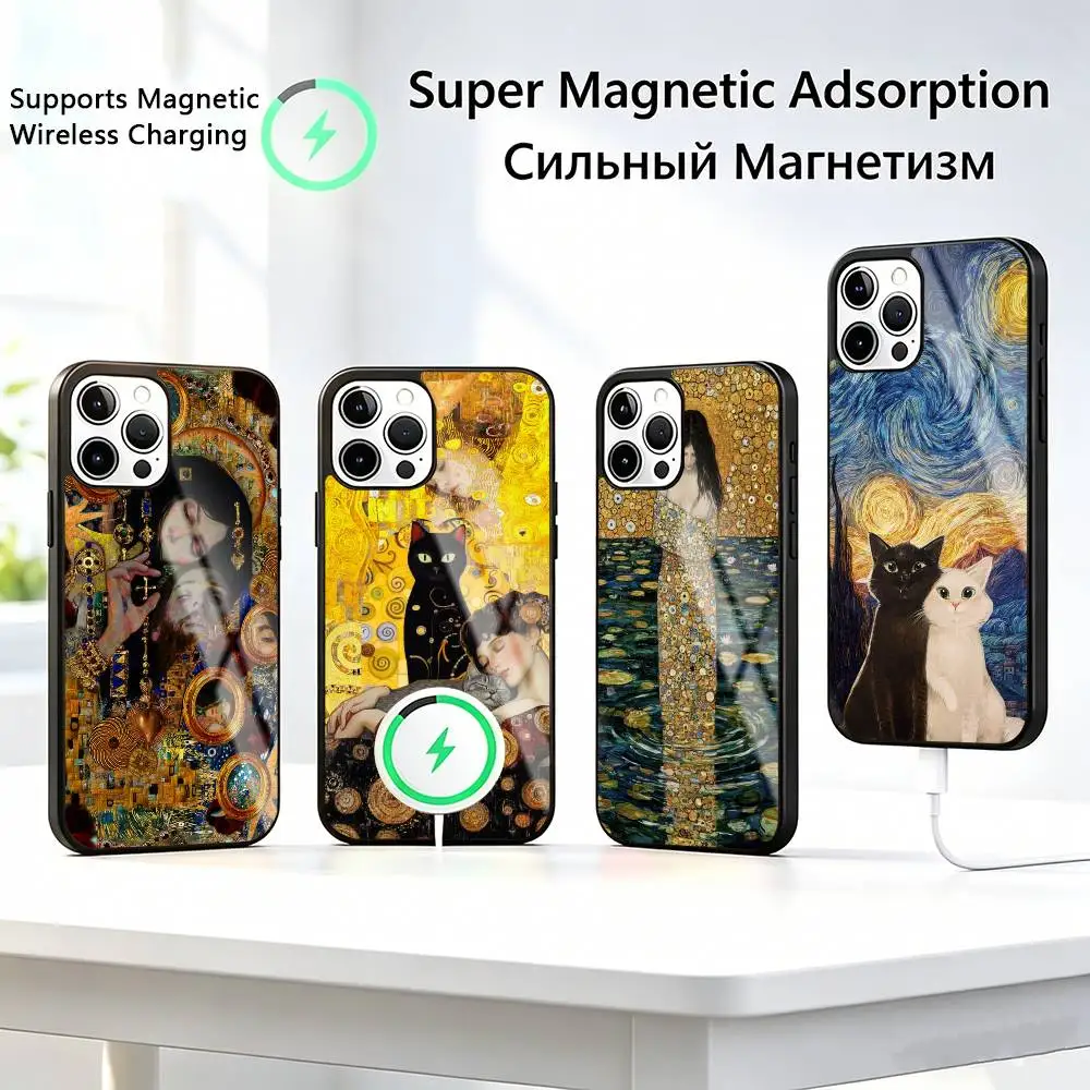 

Gustav-v Art--t Klimt Cover Phone Case For iPhone17,16,15,14,13,12,11 Plus,Pro Supports Magnetic Wireless Charging