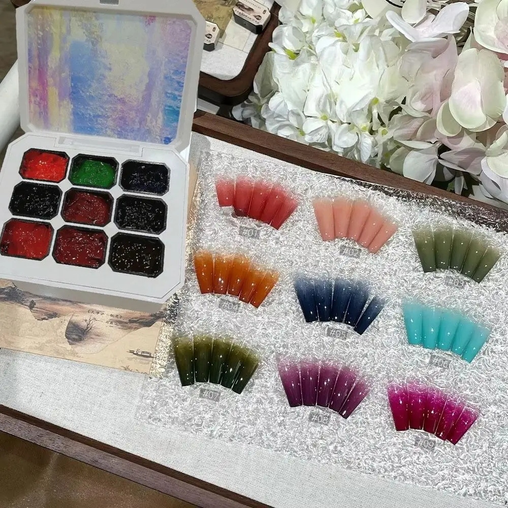 Mini 4IN1 Pat Ombre Gel Nagellak Franse Nagelmanicure 9-kleuren Gemakkelijk Gradiënt Schilderen Gel Effen UV Verf Art Gel voor DIY