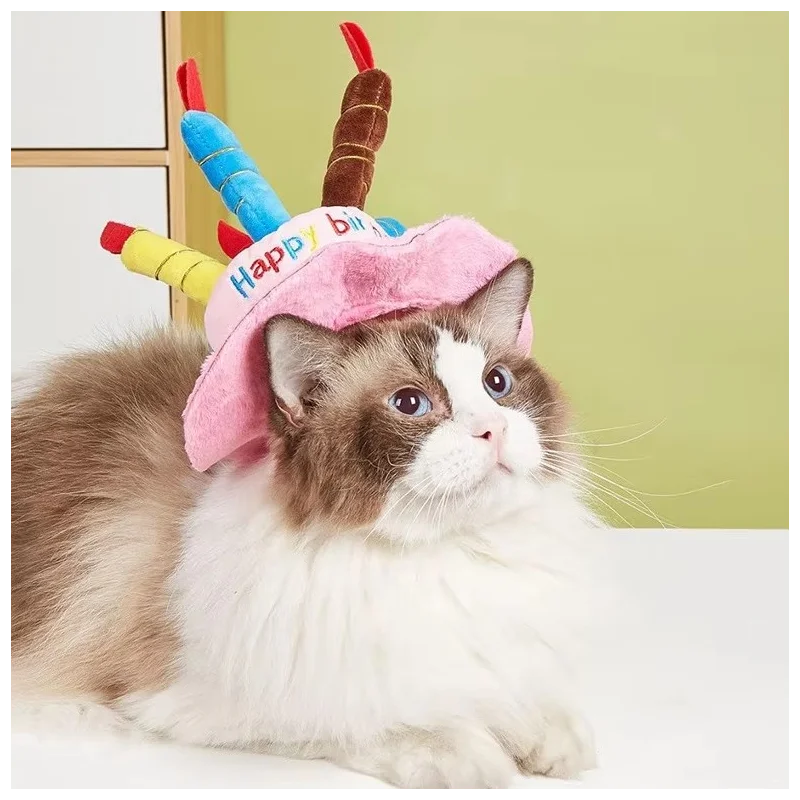 Pet Birthday Hat Adjustable Dog Hat With Colorful Candles Dog Birthday Party Costume Pets Gift Toys for Cats