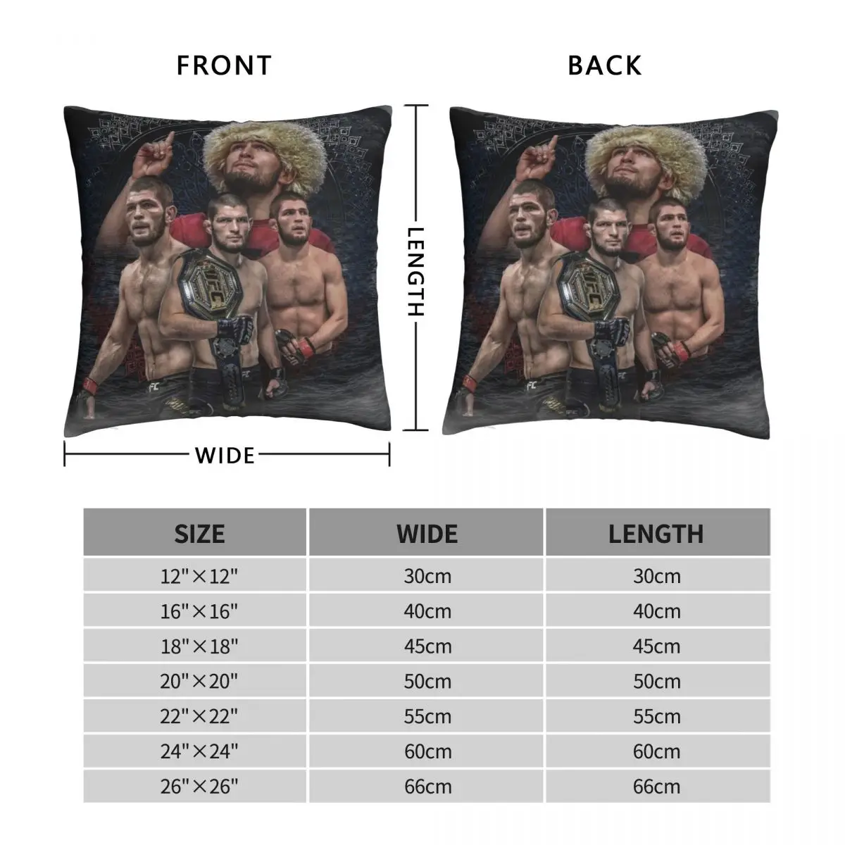 Khabib Nurmagomedov Square Pillowcase Polyester Linen Velvet Creative Zip Decor Throw Pillow Case Sofa Cushion Case 18