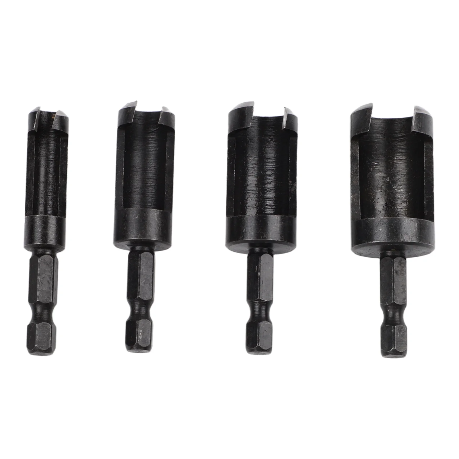 4 Pieces Wood Cutter Drill Bit Set with Hex Shank 6 35mm Straight Tapered Cork Claw Type for Wood Hole Cutting and Dowel Work