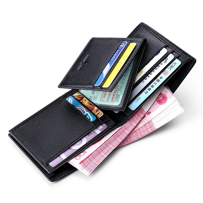 Genuine Leather Men Wallets Brand Luxury RFID Bifold Standard Wallets Coin Purse Business Card Holder Wallet Luxury brand