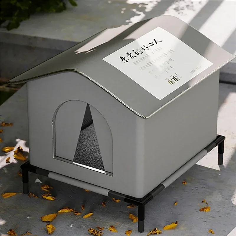 Waterproof Stray Cat House Enclosed Pet Tent Outside Feral Cat Houses Cold Resistant Winter Keep Warm Small Dog Pet Shelter