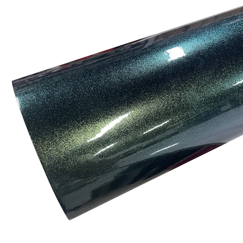 Rolo de envoltório de vinil camaleão metálico brilhante premium verde a ouro filme decalque autoadesivo folha de embrulho de carro automotivo