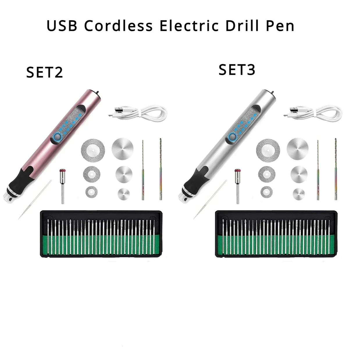 Mini Electric Drill Pen Cordless Rotary Tool USB Rechargeable 2000mAh Engraving Pen Wireless Etching Drill Grinding Accessories