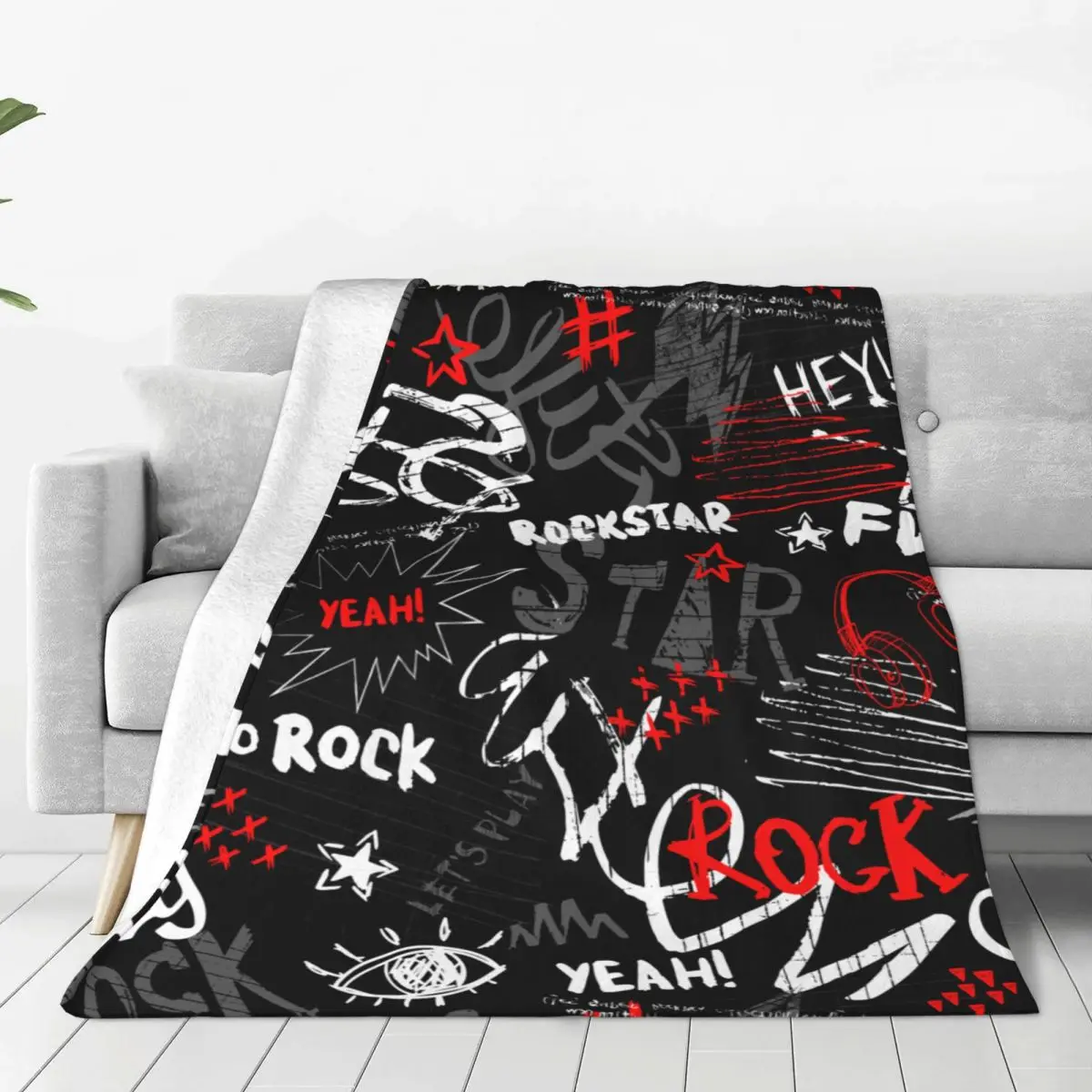 

Grunge Punk Words Rock Star Blanket Flannel Throw Blanket Bed Sofa Personalised Ultra-Soft Warm Bedsprea