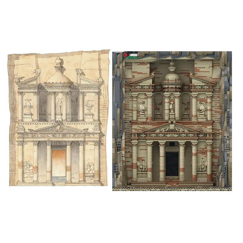 Petra Treasure House Modular MOC Creative Street View ชุดอาคารบล็อกอาคาร DIY การศึกษาชุดประกอบของขวัญ