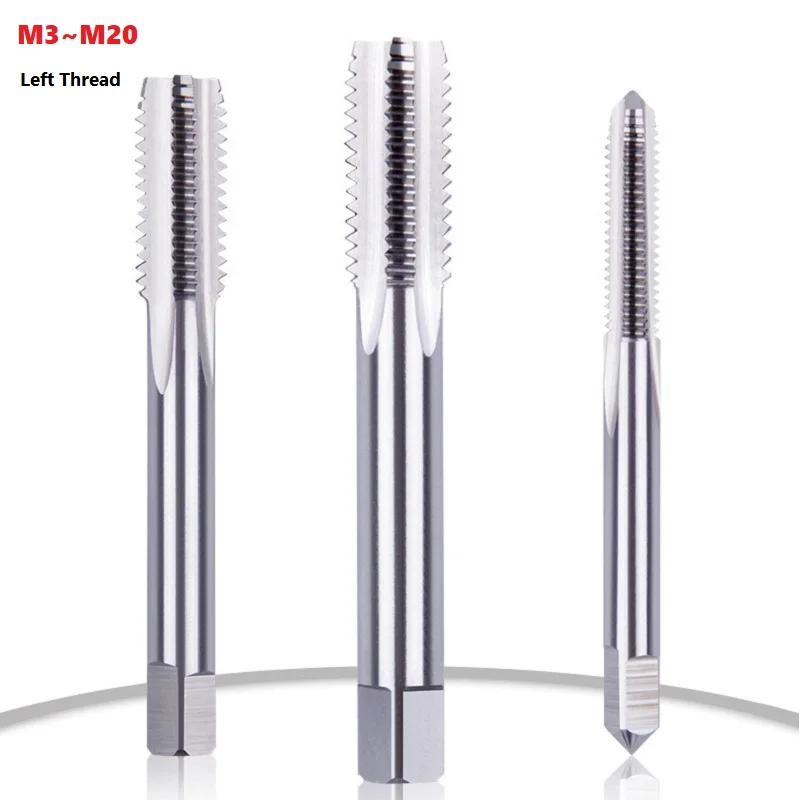 HSS Straight Thread Tap 1Pcs Left Thread M3 M4 M5 M6 M8 M10 M12 M14 M16 M18 M20 For Metalworking Tools