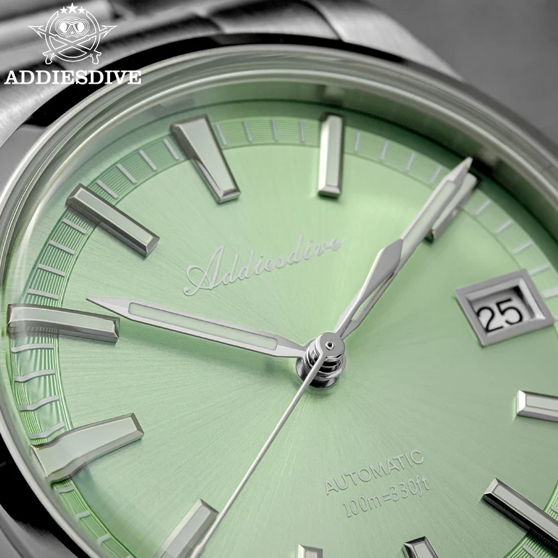 Addiesdive Luxe Automatisch Mechanisch Horloge Man Amerikaans Roestvrij Staal Nieuwe Reloj Hombre Sunburst Wijzerplaat Waterdichte Duikhorloges