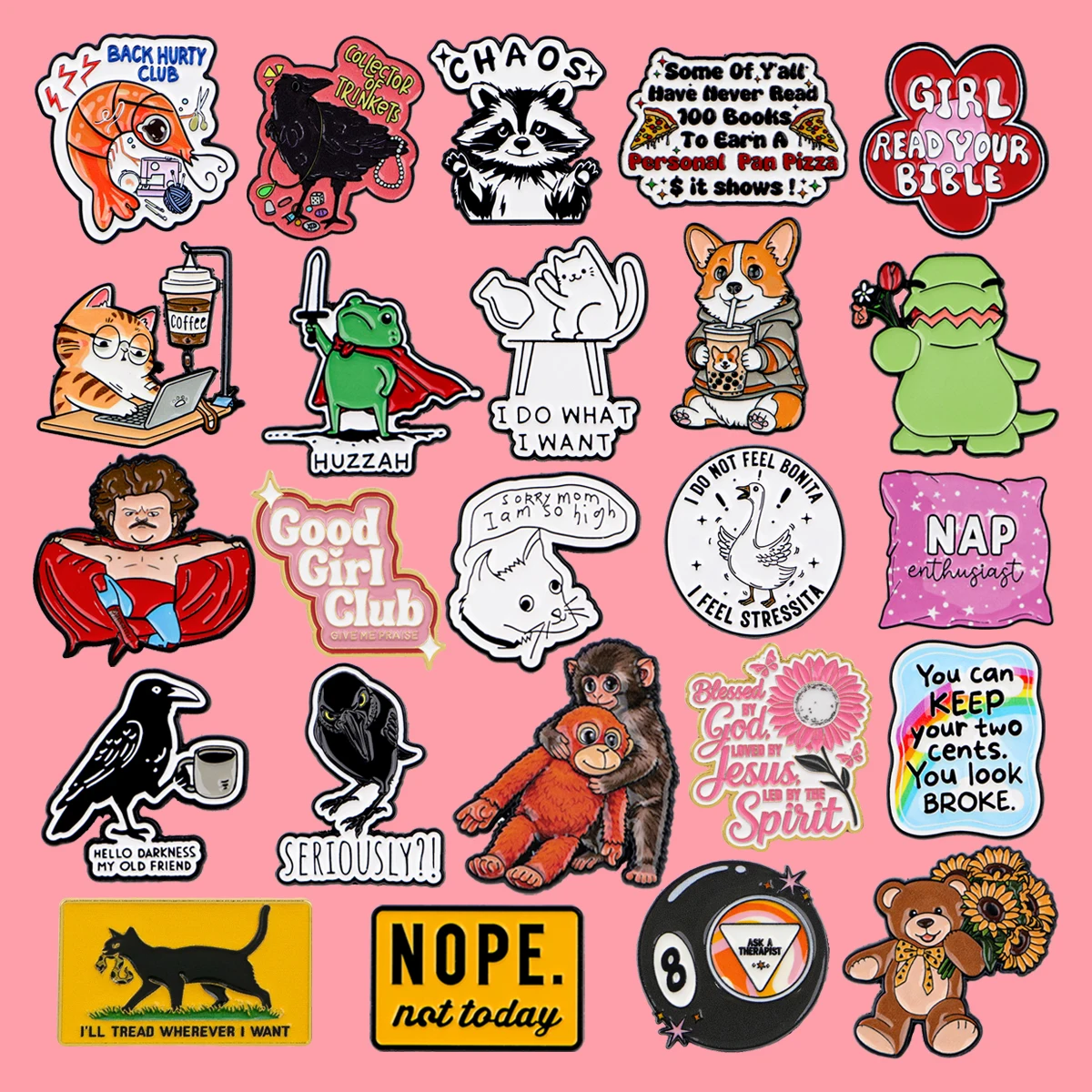 Pin de Esmalte e Broche de Desenho Animado com Temas de Corvo Engraçado, Macaco, Gato, Corgi, Sapo, Dinossauro, para Mochila e Lapela, Acessórios de Joalheria, Presente para Amigos