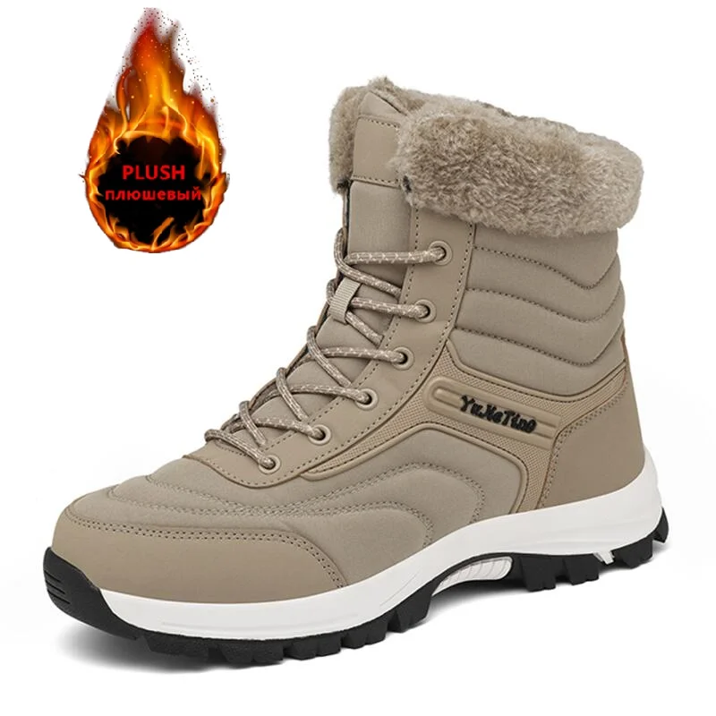 

Брендовые зимние мужские зимние ботинки, теплые плюшевые мужские ботинки, водонепроницаемые ботильоны с высоким берцем, Нескользящие мужские походные кроссовки высшего качества
