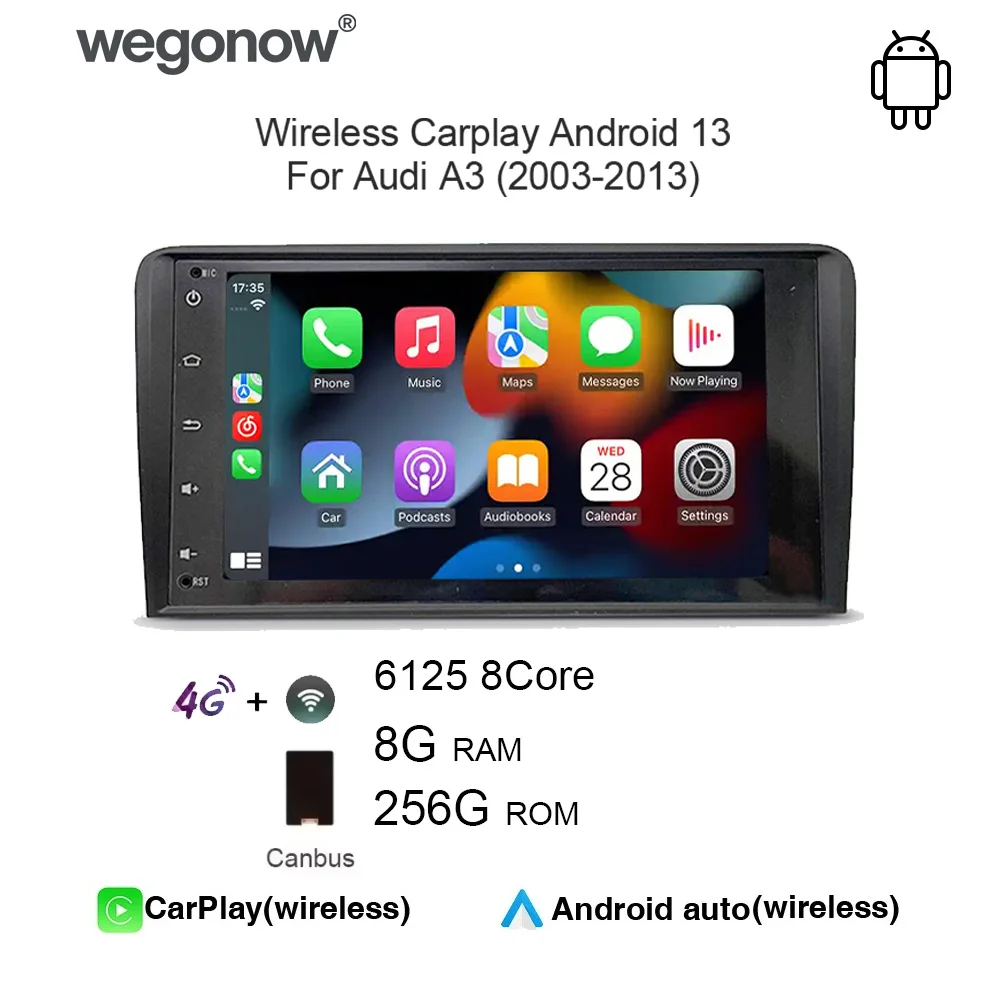 Car radio For Audi A3 2003-2013 exclusive upgrade Bluetooth/4G/Wireless CarPlay/Android Auto compatible in-car multimedia player