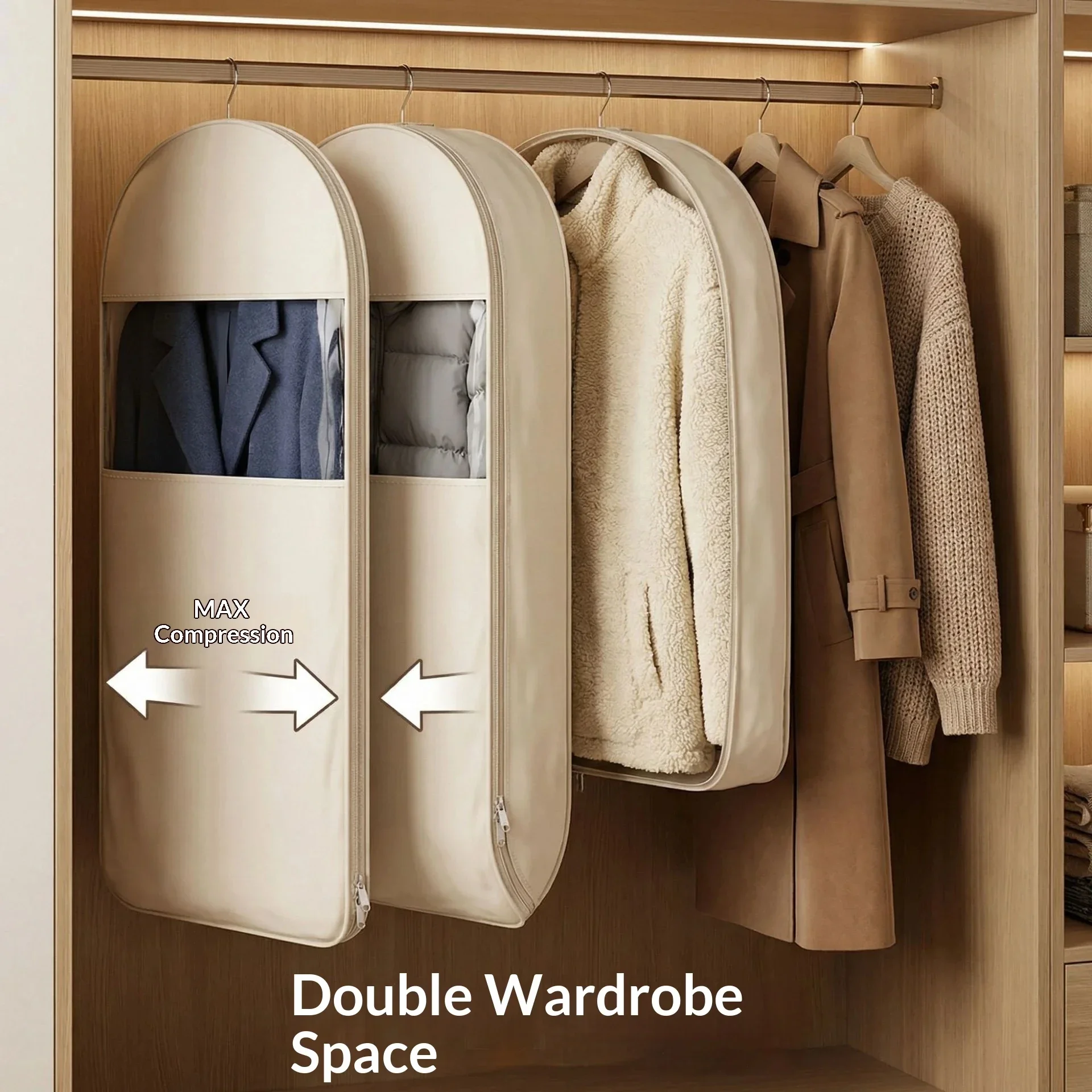 1PC down Jacket Compression Bag Dust Cover Household Visible Clothes Storage Hanging Organizer for Wardrobe