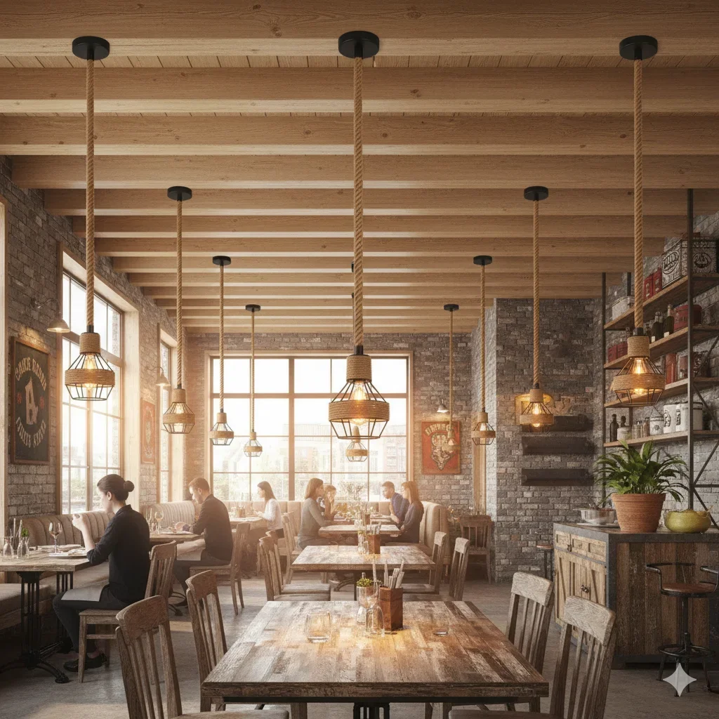 Lámpara Colgante Industrial Estilo Loft, Vintage, de Cuerda de Cáñamo, para Pasillo, Bar, Comedor, Restaurante, Cafetería