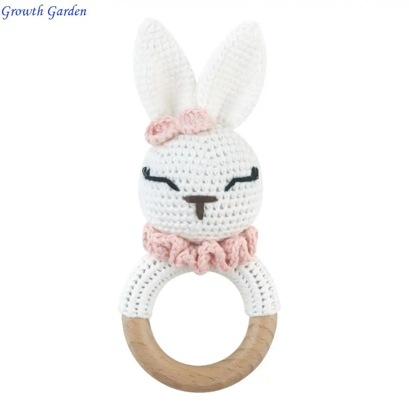 

Кроличье деревянное порезок детская гремучим Carton Crochet Animal Thette Toine Safe Toy Toy Mobile Dram Crib Create E65d